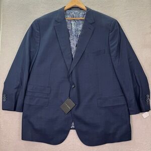 NEW J Hilburn Vitale Barberis Canonico Revenge Mens 57R Blue Wool Blazer Stretch